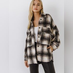 English Factory Plaid Oversized Jacket Shacket – Neutral Fall Winter Staple NEW